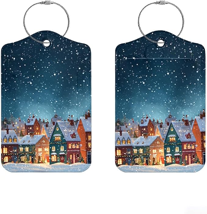 2Pcs Winter Village Luggage Tags by Cmialusie