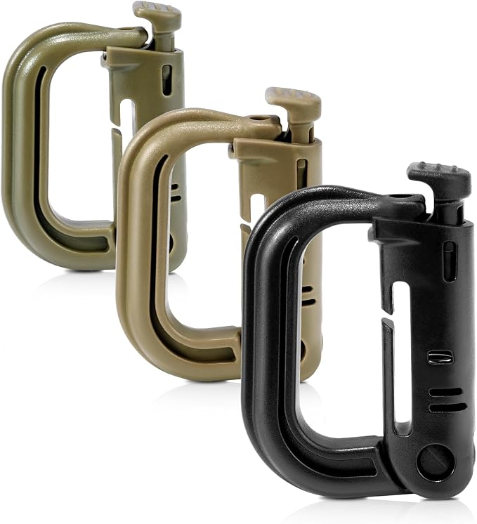 6 Pack 2.12“ Tactical Locking D Ring Plastic Carabiner Backapck Molle Hook Clip by ManTangSun
