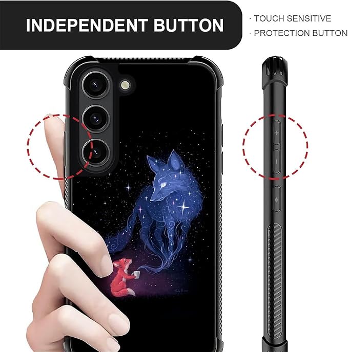 for Samsung Galaxy S23 Case, Galaxy Fox Wolf Pattern Graphic Design Girl Boy - Image 6