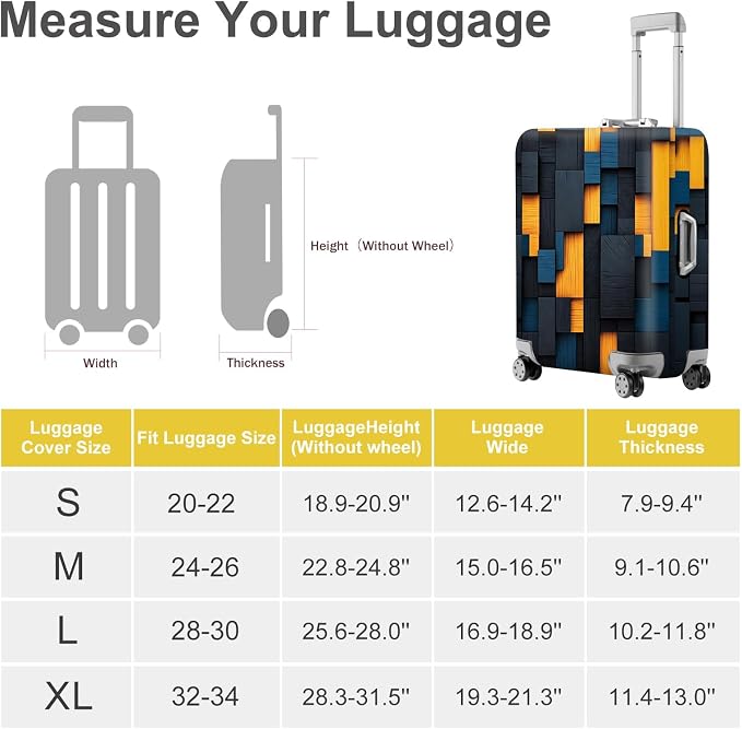ANNA QUEEN Dark Geometric Wood Luggage Cover, Modern Abstract Suitcase Protector - Image 4
