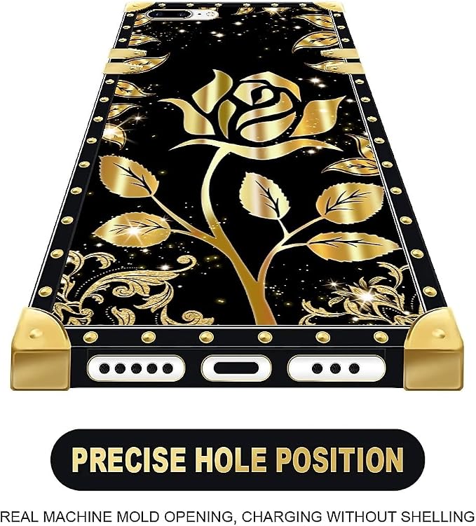 Compatible with iPhone 8 7 SE Case, Shine Gold Rose Luxury Golden Decoration - Image 5
