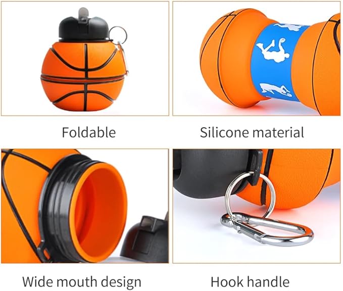 Soccer Water Bottle, 34oz Collapsible Silicone BPA-Free Kids Sports Bottle - Image 7