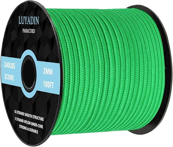 Paracord 240lb - Diameter 2mm Micro Utility Cord -3 Strand Parachute Spool Cord by LUYADIN