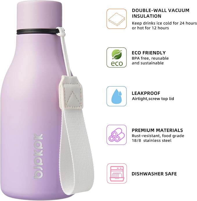 BJPKPK Insulated Water Bottles, 12oz Stainless Steel Metal Water Bottle - Image 2
