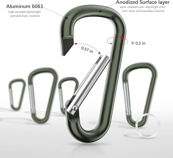 sprookber 2.28" Small Carabiner Clip Keychain, D Ring Caribeaner Clip, Key Clip - Image 3