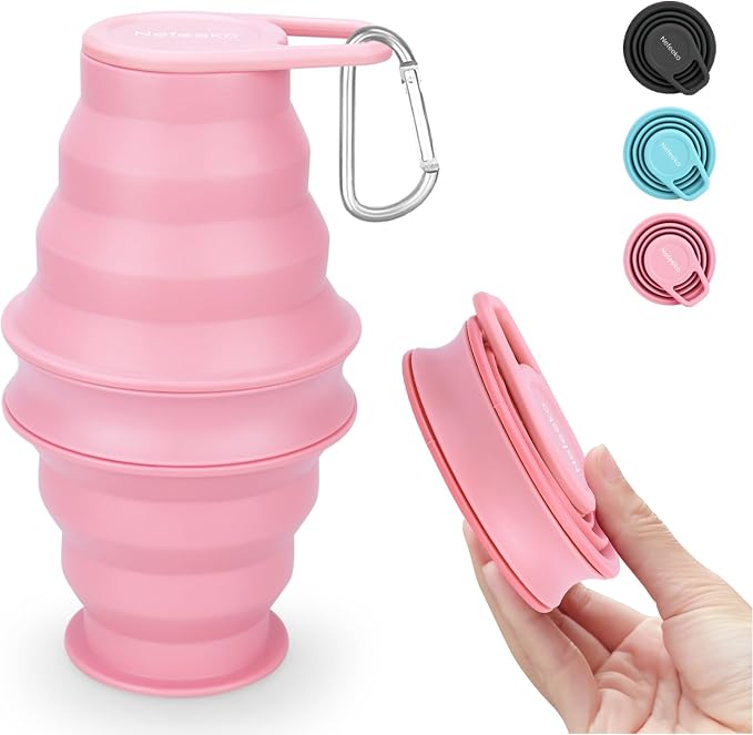 Nefeeko Collapsible Water Bottle, 17oz Reuseable BPA Free Silicone Foldable by Nefeeko