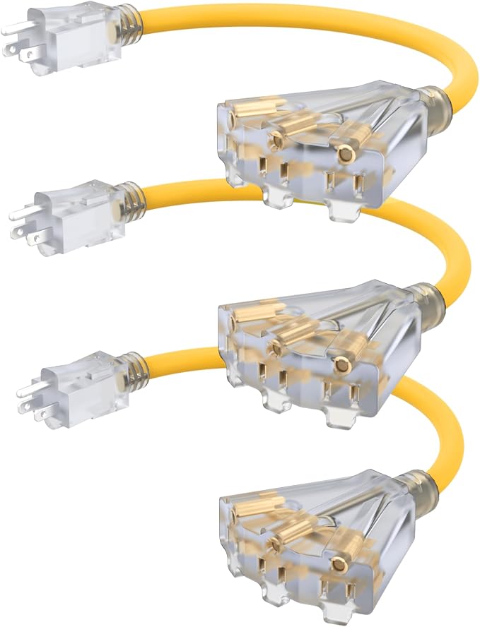 2FT 12 Gauge Outdoor Extension Cord by PLUGTUL