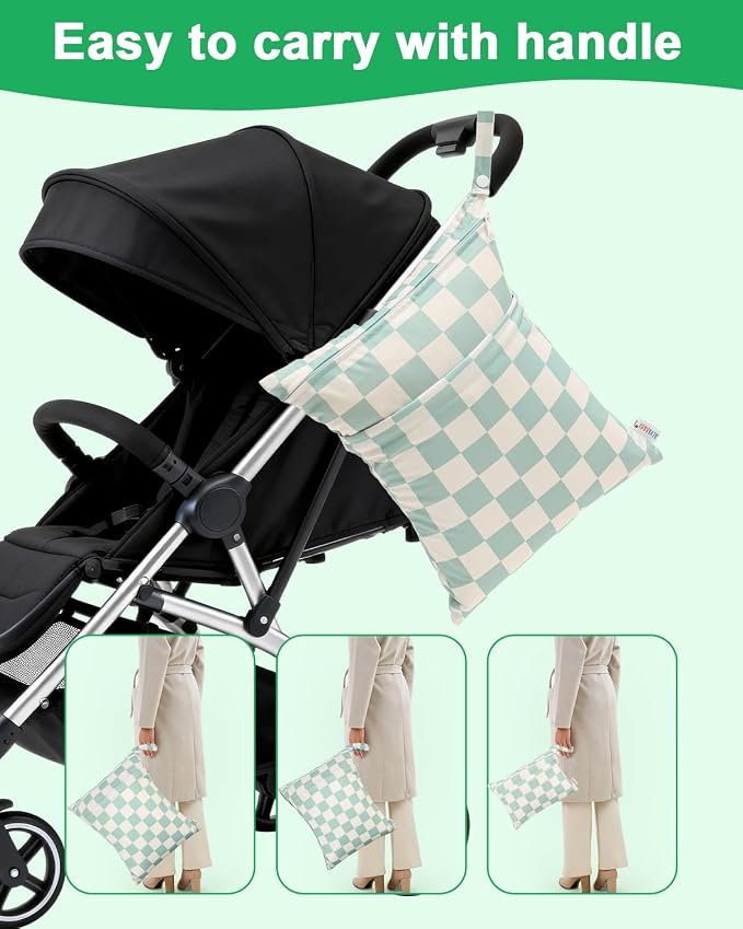 ALVABABY 3 pcs Cloth Diaper Wet Dry Bags Waterproof Reusable - Image 6