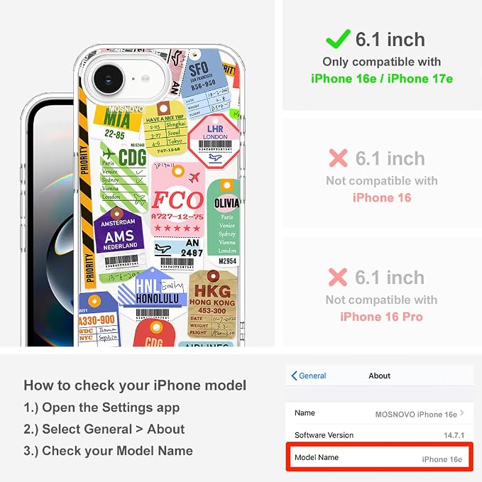 MOSNOVO for iPhone 17e Case/iPhone 16e Case, Shockproof Military-Grade - Image 2