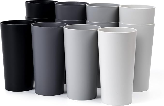 26-ounce Plastic Drinking Glasses Stackable Tumblers Water Cups Mixed Drinkware by ZAINCA