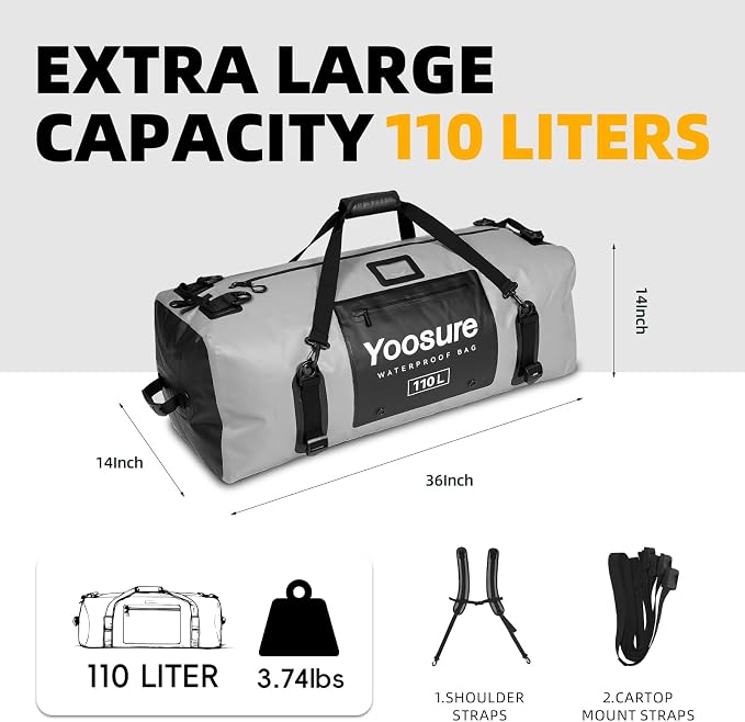 Waterproof Duffel Bag 110L- 700D PVC Dry Bag - Image 3