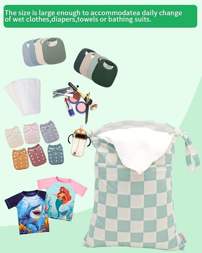 ALVABABY 3 pcs Cloth Diaper Wet Dry Bags Waterproof Reusable - Image 5