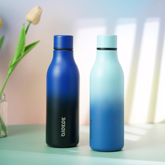 BJPKPK Insulated Water Bottle, 18 oz Stainless Steel | Leak Proof | Blue Black - Image 4