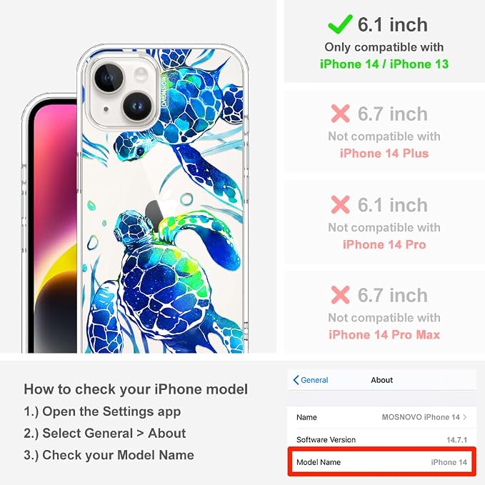 MOSNOVO for iPhone 13/14 Case | Military Grade 6.6ft Drop Tested | Clear - Image 2