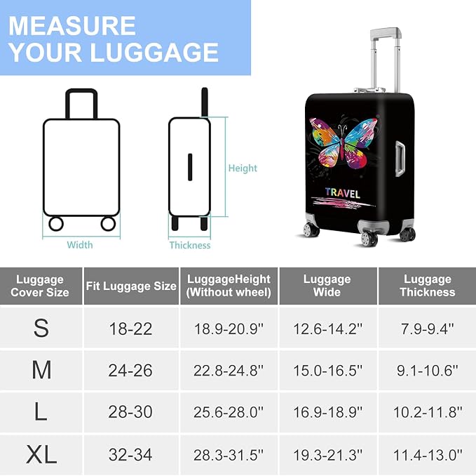 ANNA QUEEN Colorful Butterfly Travel Luggage Cover -Stretchable Airplane - Image 7