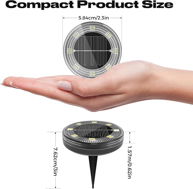 Peasur Mini Solar Ground Lights, 30 Pack Flat Solar Disc Lights Outdoor - Image 2