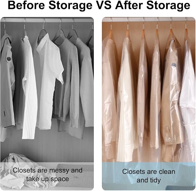 BEISHIDA 50PCS 60 Inch Plastic Garment Bag-Plastic Clear Dry Cleaner Laundry - Image 5