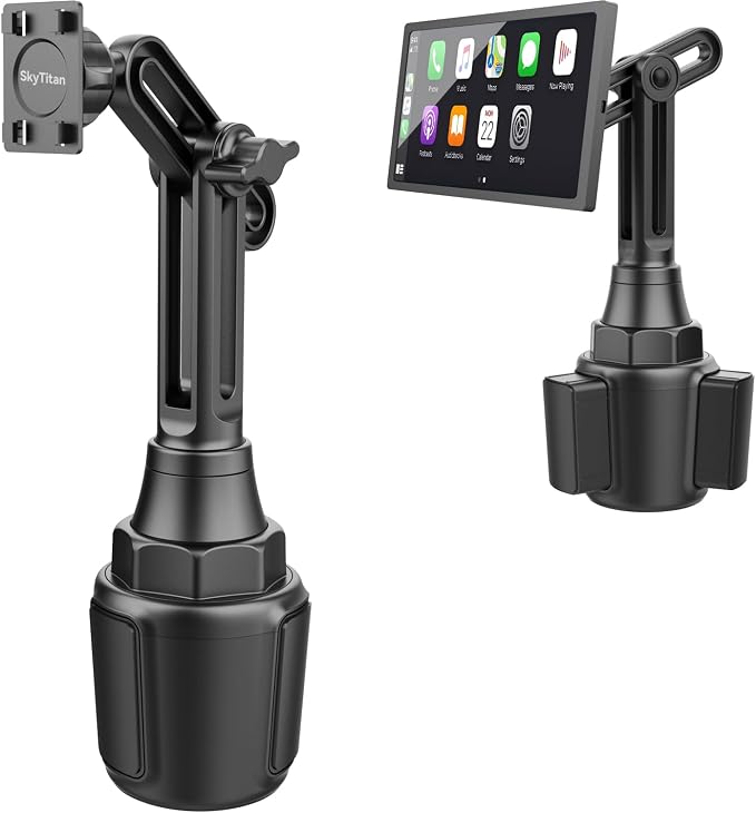Cup Holder Car Mount for Portable CarPlay Screens, Adjustable Height, Flexible by SkyTitan