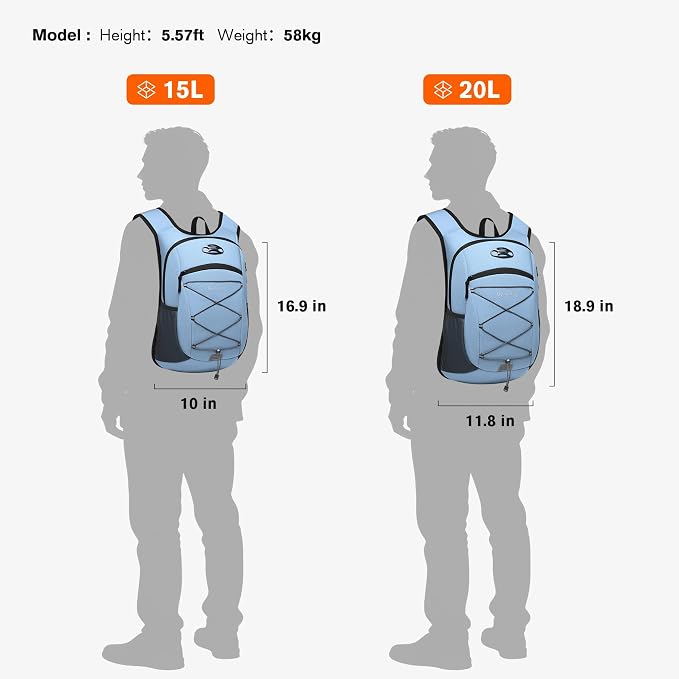 Ultra-Light Soft Daypack 15L/20L, Cushioned Breathable Back Panel Backpack - Image 6