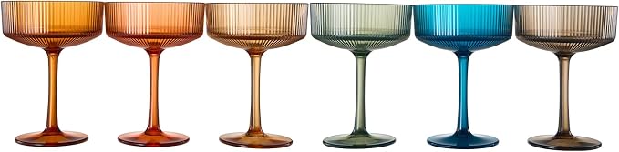 Khen Shatterproof Acrylic Ribbed Vintage Art Deco Martini, Champagne & Cocktail - Image 7