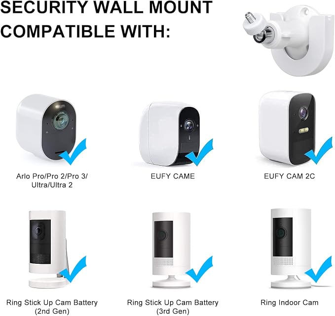2pack Strong Adhesive Wall Mount +Adjustable Indoor/Outdoor Security Wall Mount - Image 2