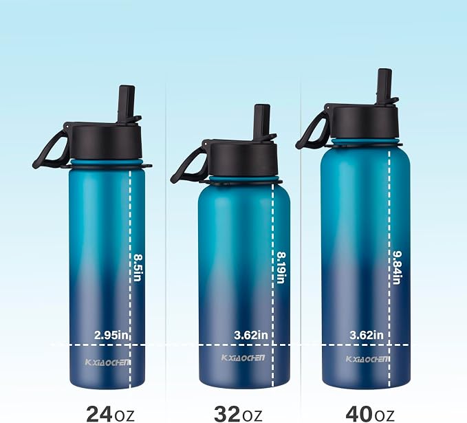 KXIAOCHEN Insulated Water Bottle, Stainless Steel Water Bottle, 2 Lids - Image 6