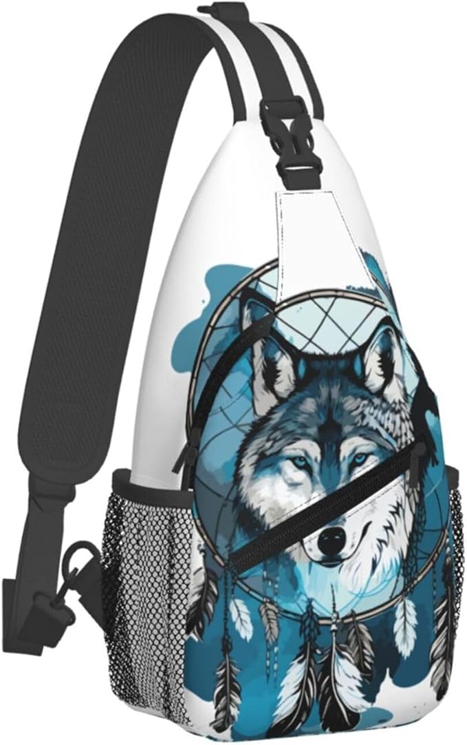 Native Wolf And Deam Catcher Sling Bag - Image 2