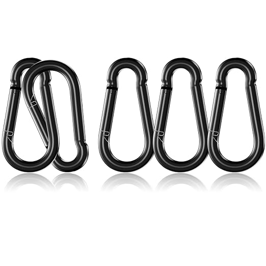 5 Pack 3.9" Heavy Duty Carabiner Clips, M10 Black Galvanized Steel Spring Snap by SEUNGCH