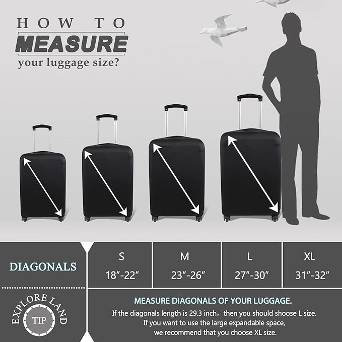 Explore Land Travel Luggage Cover Suitcase Protector Fits 23-26 Inch Case - Image 5