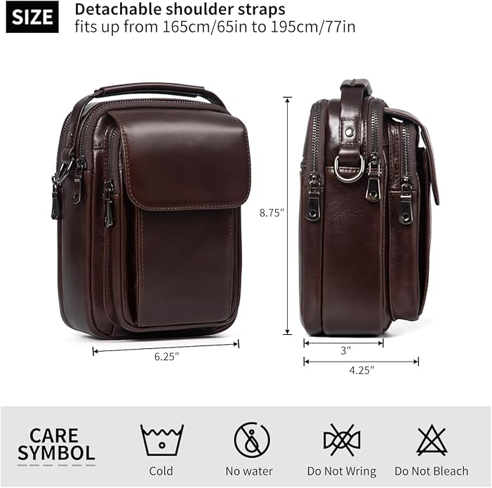 Augus Leather Small Messenger Bag - Image 6