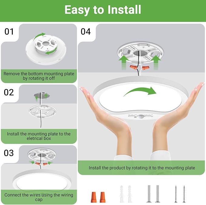 zemty 7inch Small Motion Sensor Ceiling Lights Wired, 15W 1500lm 3CCT/3 - Image 5