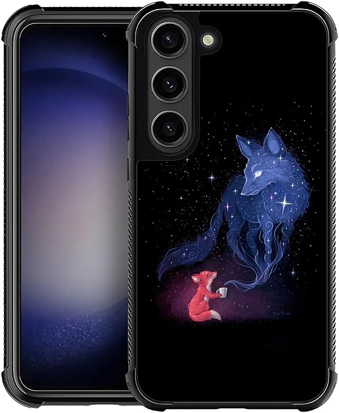 for Samsung Galaxy S23 Case, Galaxy Fox Wolf Pattern Graphic Design Girl Boy by FKBRCL4U