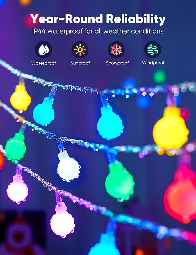 Minetom Color Changing Globe String Lights, 33 Feet 100 Led Fairy Lights Plug in - Image 5