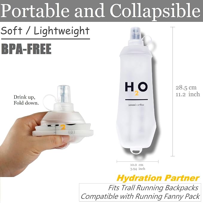 Collapsible TPU Soft Flask 500ml Leakproof Hydration Bottle - Image 3