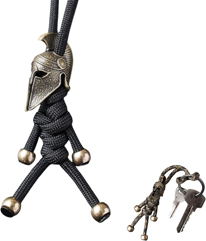 Paracord Keychain with Retro Brass Helmet Bead by KANGDAWEI