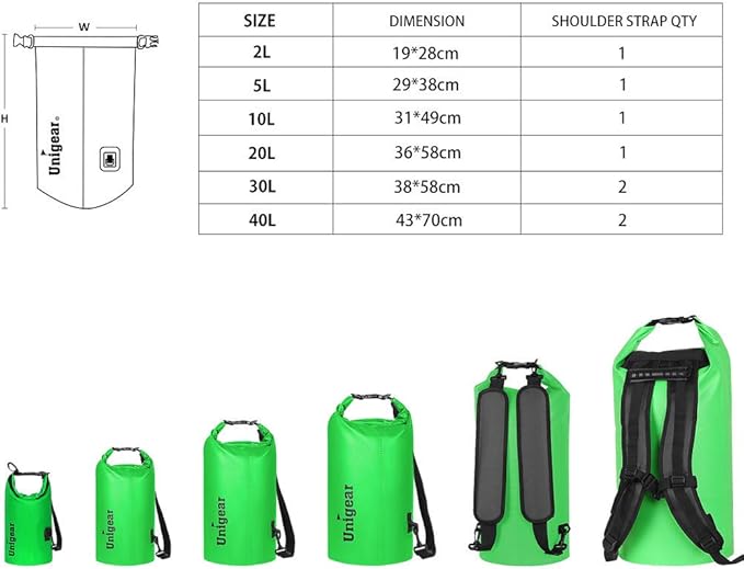 Unigear Dry Bag Waterproof, 2L/5L/10L/20L/30L/40L Floating and Lightweight Bags - Image 2