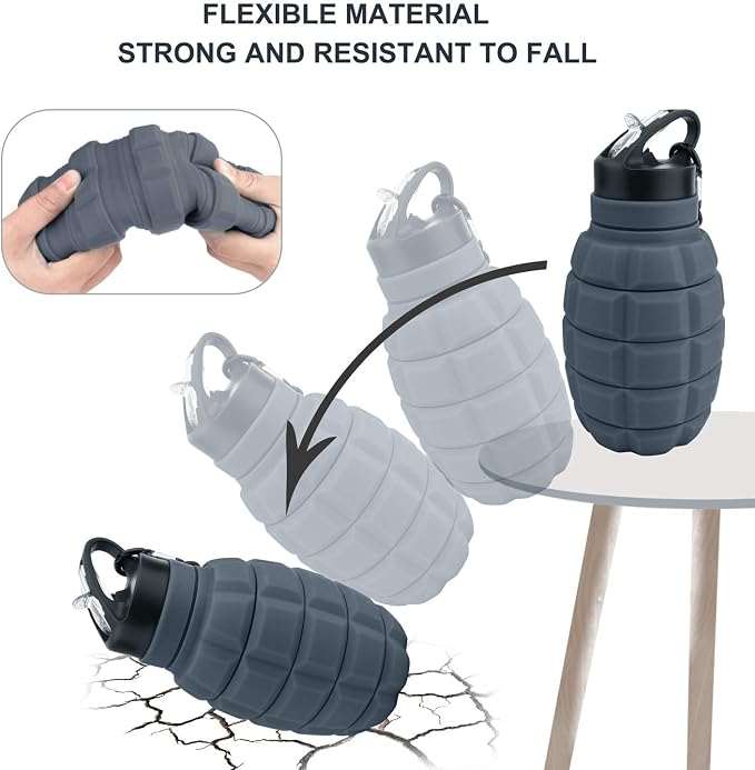 QiCheng&LYS 19.5oz Collapsible Travel Water Bottle, Reuseable BPA Free Silicone - Image 3