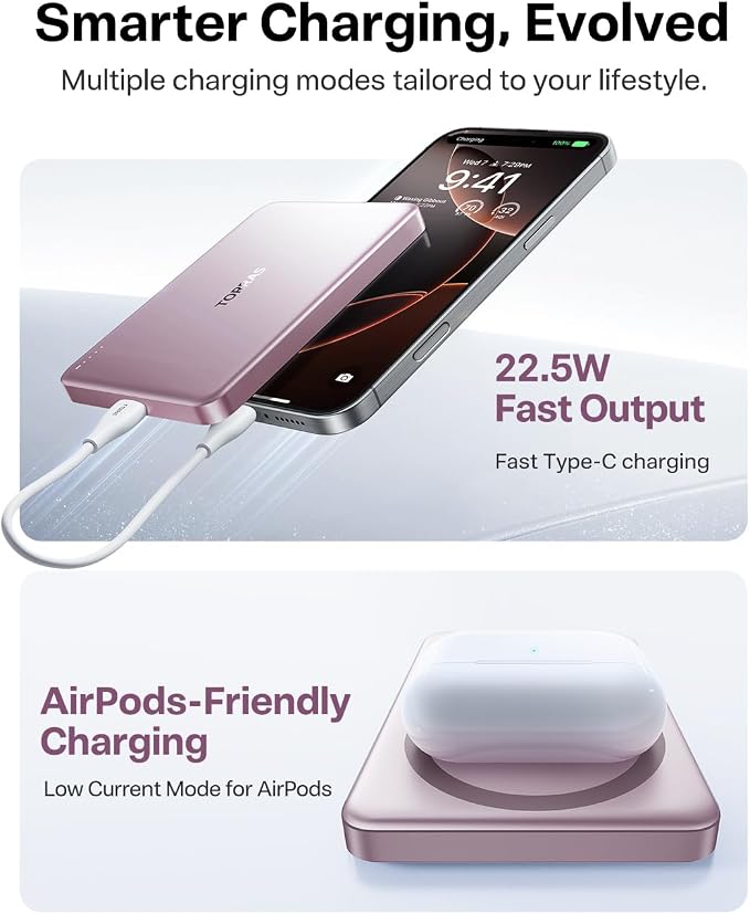 TORRAS MiniMag Power Bank, Ultra-Slim 10, 000mAh Magnetic Wireless Portable - Image 6