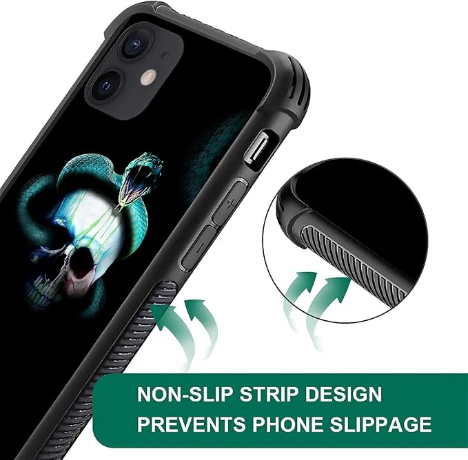 for iPhone 12 Mini Case, Skeleton Winding Snake Pattern Graphic Design Girl Boy - Image 5