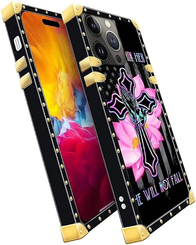 Compatible with iPhone 15 Pro Max Case, Praying Cross Hands Luxury Golden - Image 3