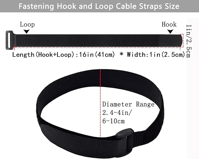 12 Pack Reusable Fastening Cable Ties and Cable Straps, Adjustable - Image 3