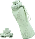 Collapsible Travel Water Bottle 20oz, Foldable Silicone Lightweight Reusable by Denavio