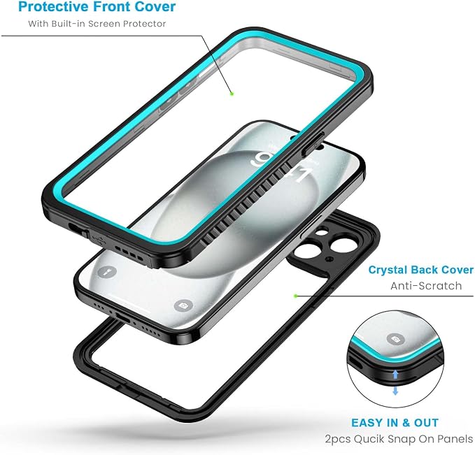 Lanhiem for iPhone 15 Plus Case, IP68 Waterproof Dustproof Shockproof Cases - Image 3