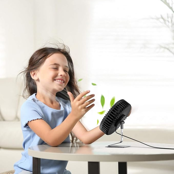 SLENPET 6-inch USB Small Desk Fan, 4 Speeds, Ultra-quiet, 90° Adjustment - Image 2