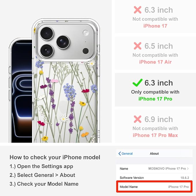 MOSNOVO for iPhone 17 Pro Case | Military Grade 6.6ft Drop Tested | Camera - Image 2
