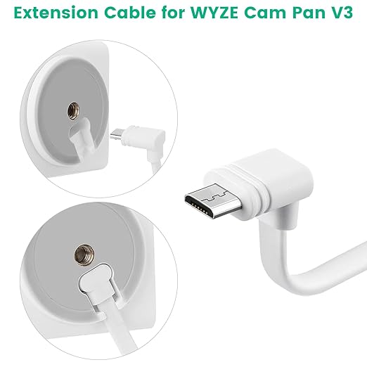2-Pack 30 ft Extension Cable for WYZE Cam Pan V3 Outdoor Camera, Micro USB 90 - Image 2