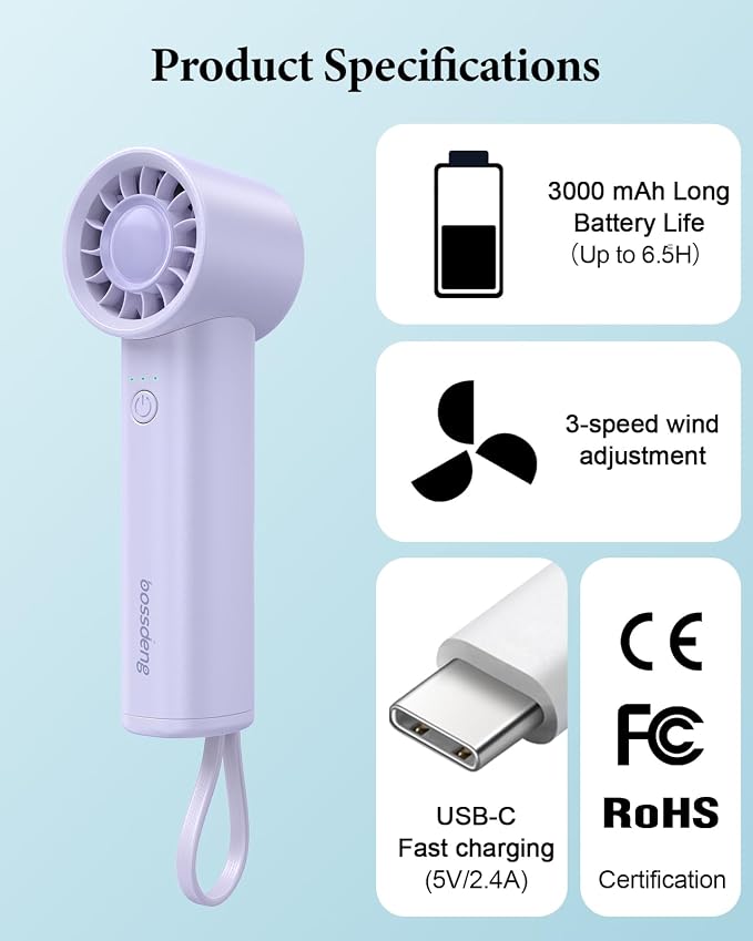 Portable Handheld Fan with Power Bank, 3 IN 1 USB Rechargeable Mini Personal - Image 8