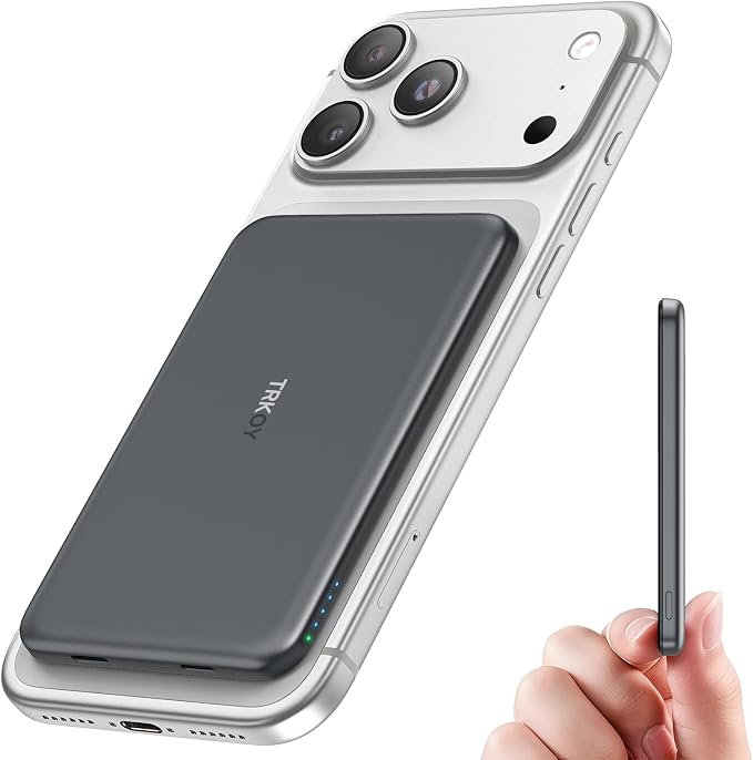 for Magsafe Portable Charger, 5000mAh Slim Wireless Magnetic Power Bank by TRKOY