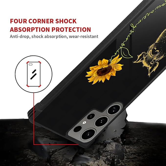 for Samsung Galaxy S24 Ultra Case, Pig Sunflower Yellow Sunshine Pattern - Image 4