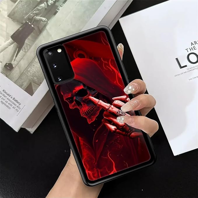for Samsung Galaxy S20 Case, Gestures Funny Skull Pattern Graphic Design Girl - Image 7
